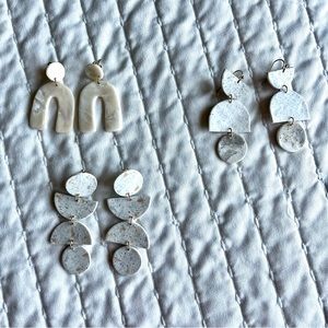 Clay Polymer Modern Earrings (3) Pairs